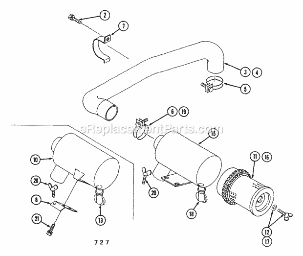 Air Cleaner Diagram and Parts List for 544-434D100, 545-434D100, 546-434D100 Cub Cadet Lawn Tractor